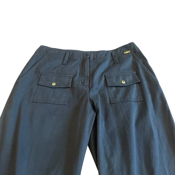 St. John Sport x Marie Gray Black Cropped Length Pants Slacks Gold Zip Size 4 - Picture 2 of 11